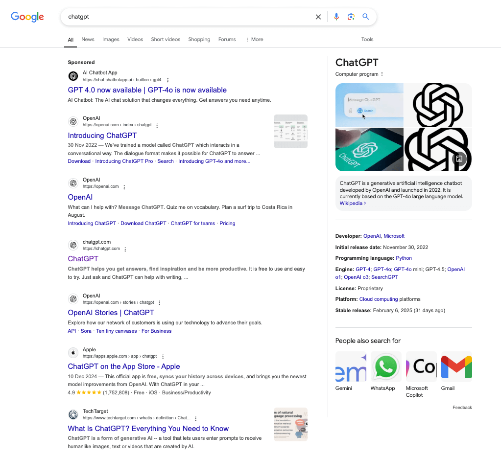 Search algorithm and SERPs