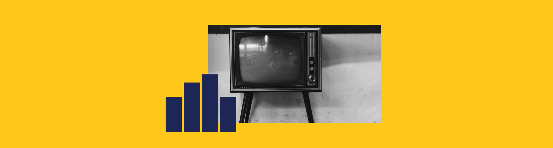 black and white picture of old television set with a graph overlay