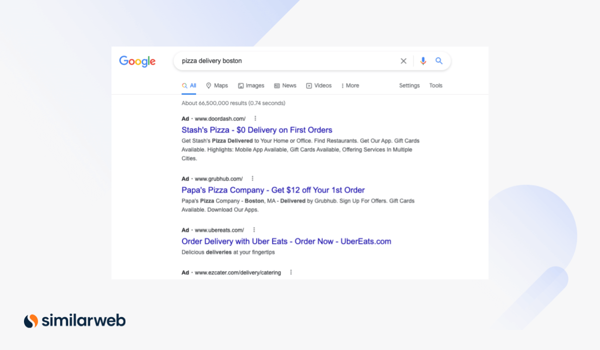 Google-Suche pizza Lieferdienst boston