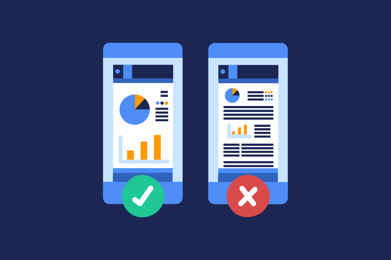 two phone graphics one with a check that is mobile optimized and one with an x that is not