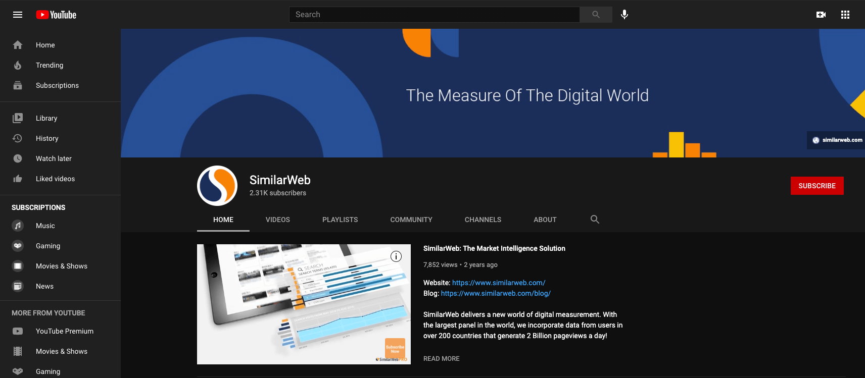 Similarweb Youtube channel
