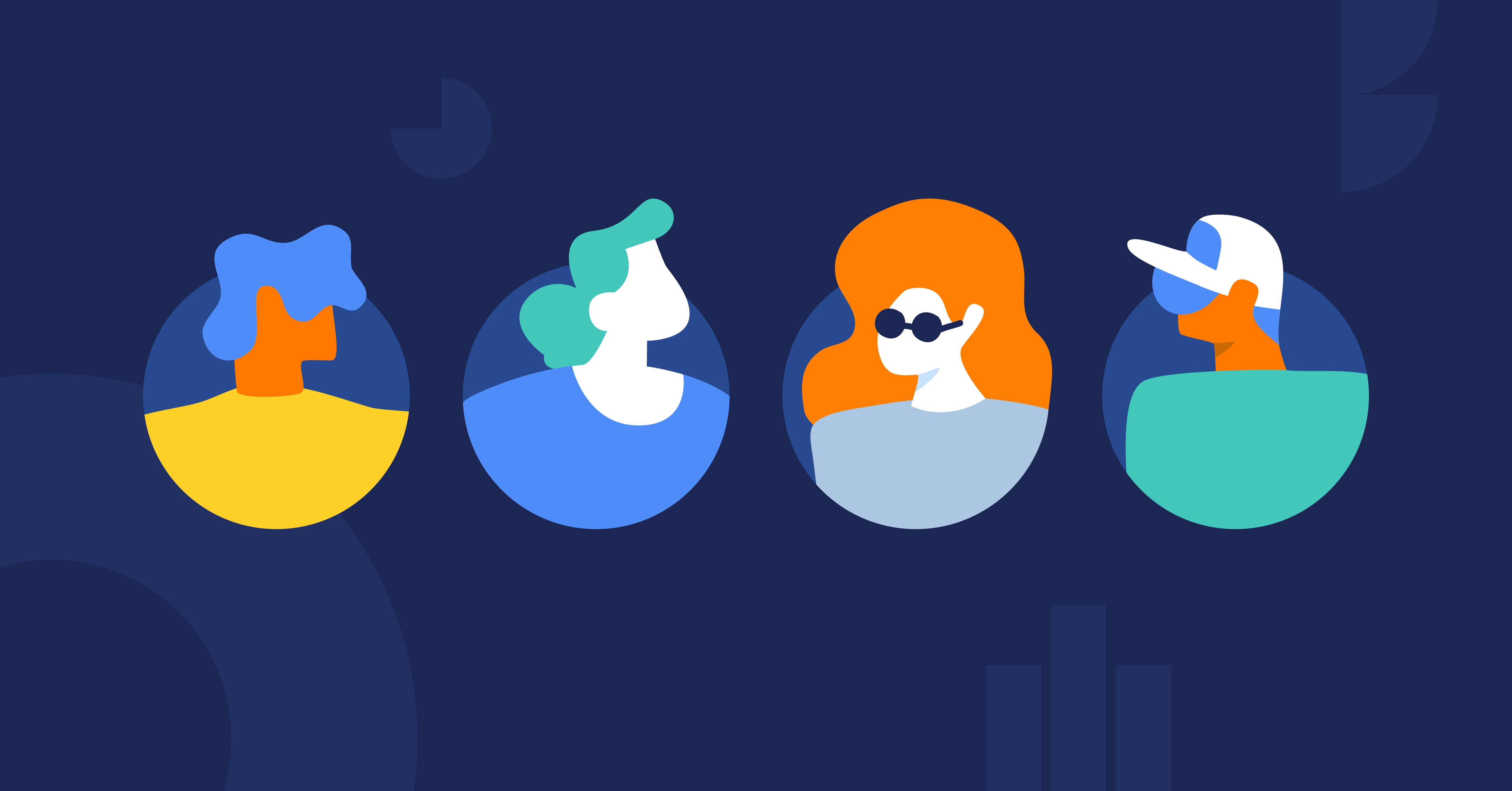 illustrations of 2 men and 2 women representing buyer personas