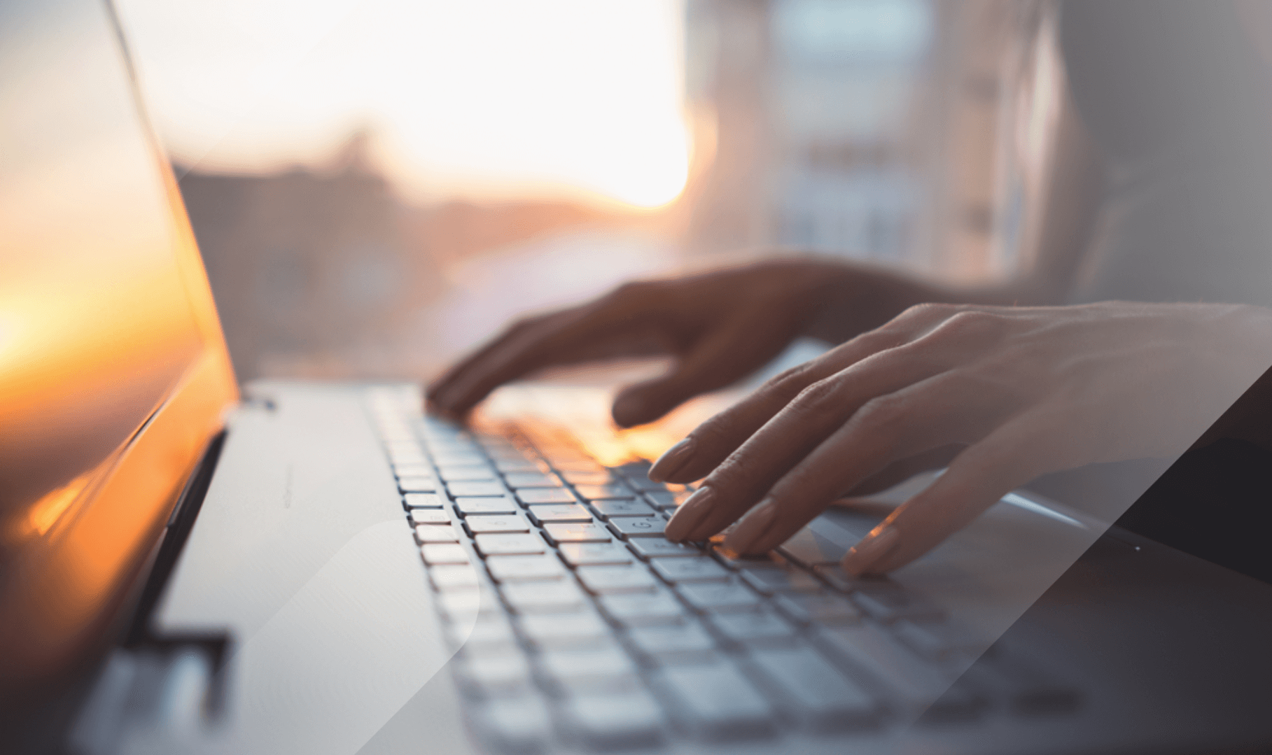 content optimization image , Woman working at home office hand on keyboard close up