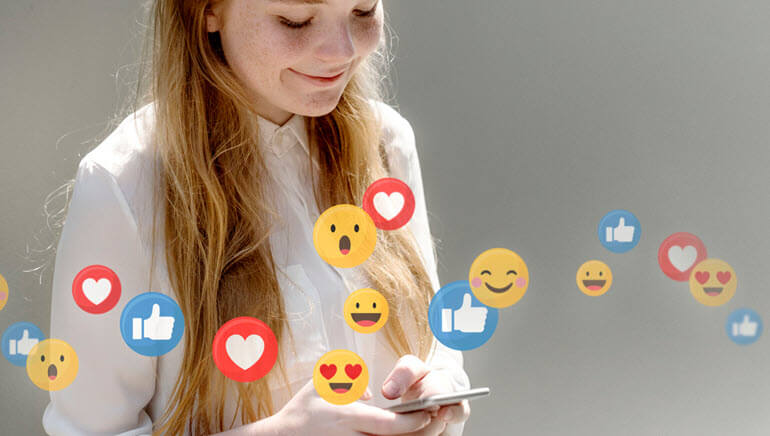 woman on social media