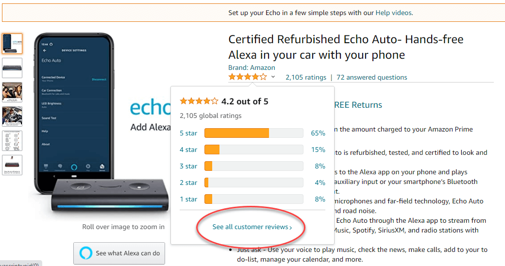 Location of amazon product reviews