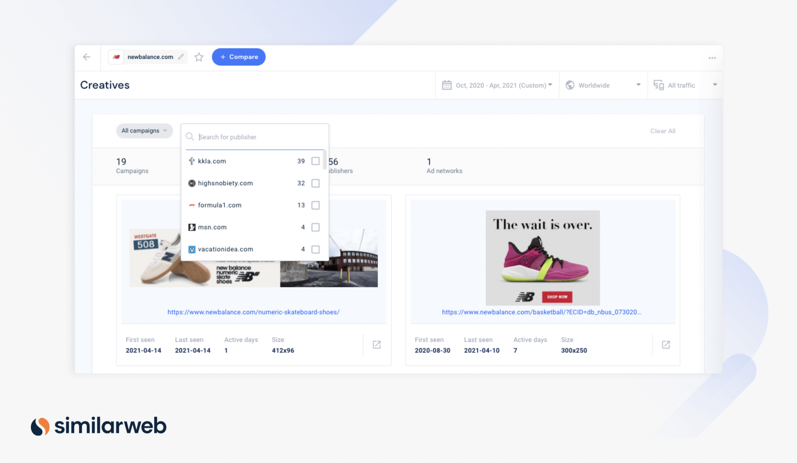 Ad Creatives Filters from Similarweb