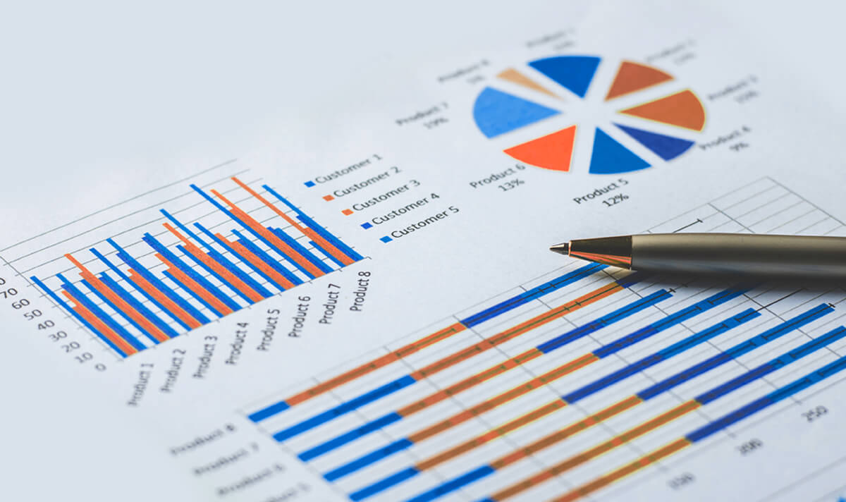 printed graphs and charts