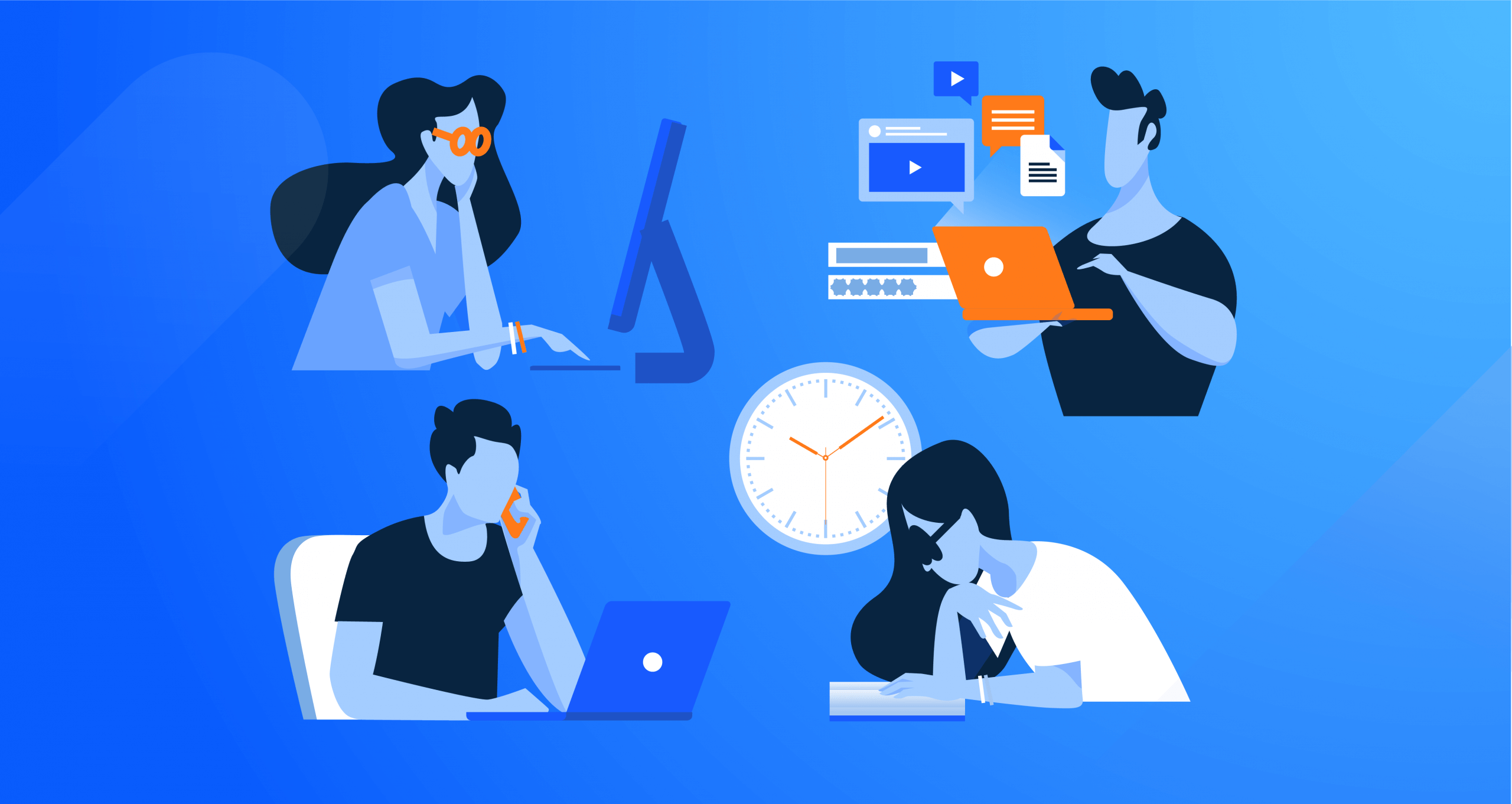 image of different people browsing online