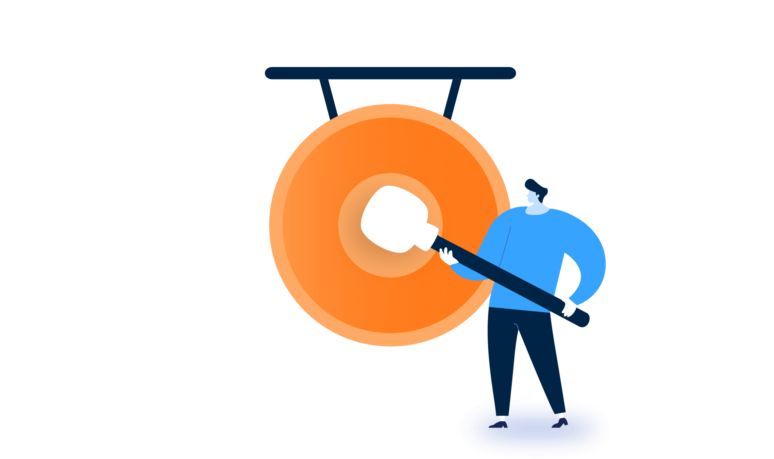 Man ringing a gong just in time for Similarweb's monthly update.