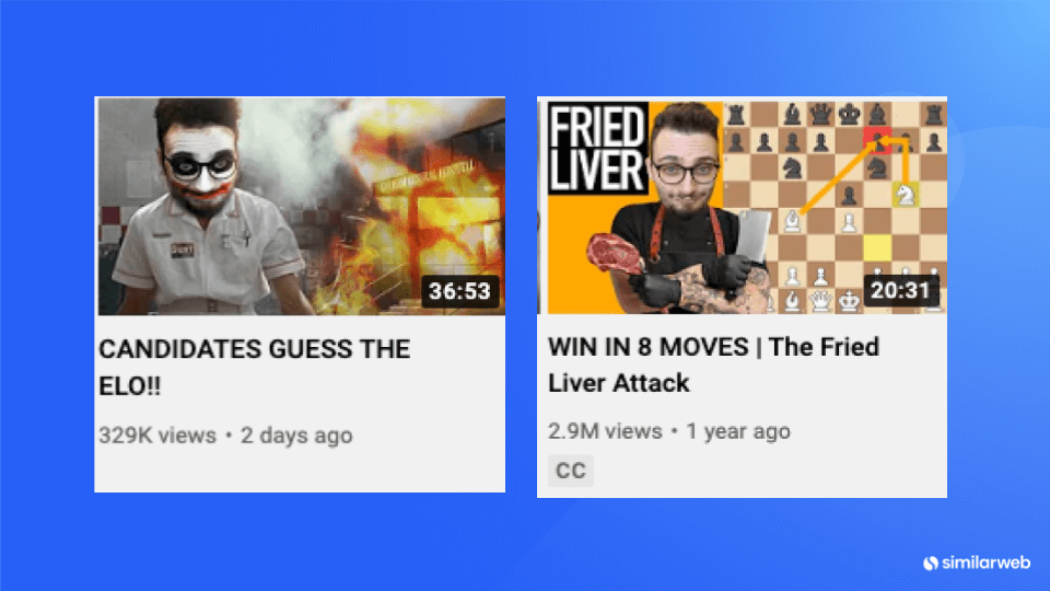 Two thumbnails from GothamChess YouTube channel