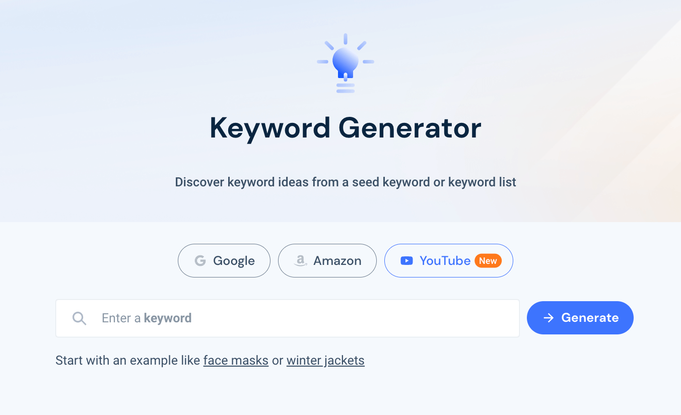 Screenshot of Similarweb keyword generator tool