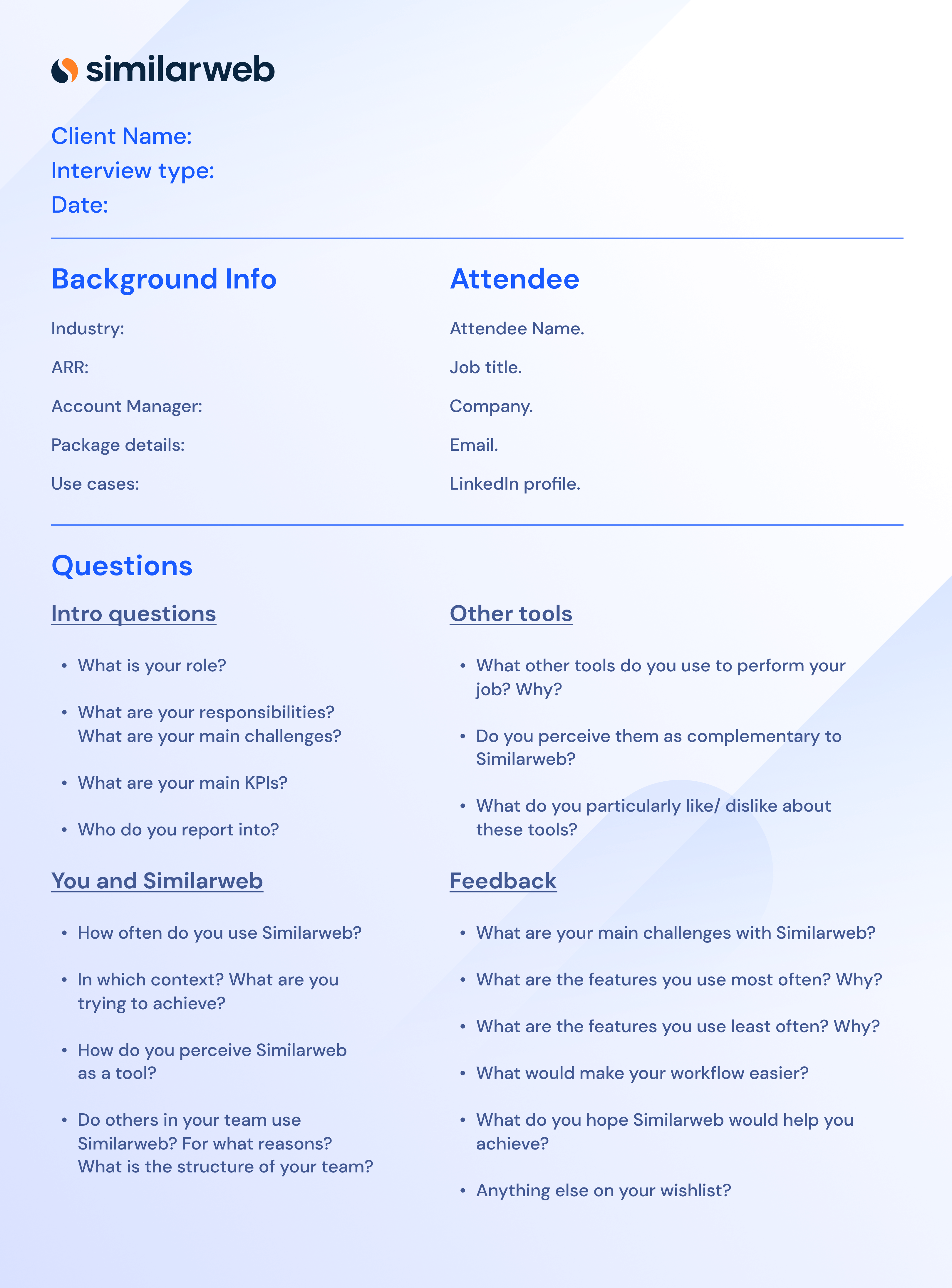 Primary market research example - focus group interview questions