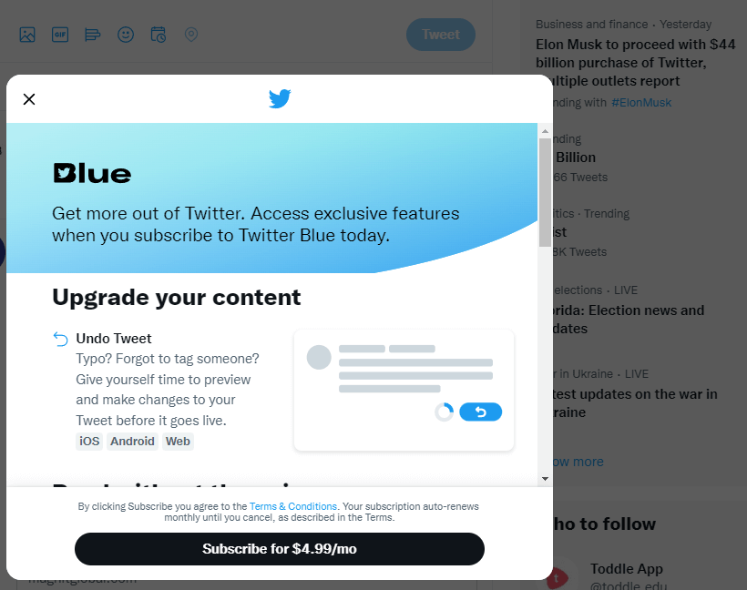 Twitter blue