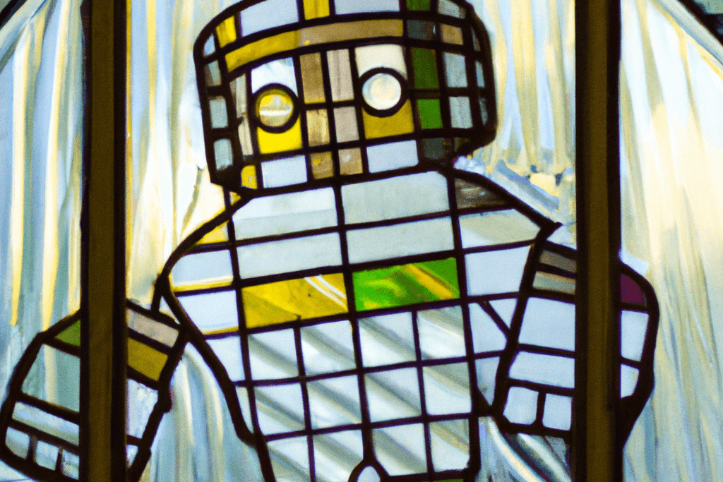stained glass robot