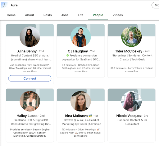 aura linkedin page
