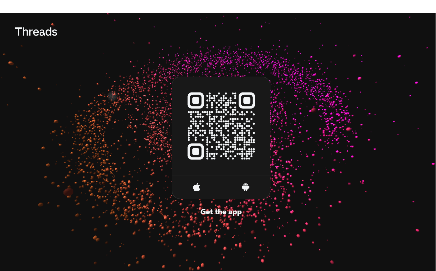 landing page for the launch of threads