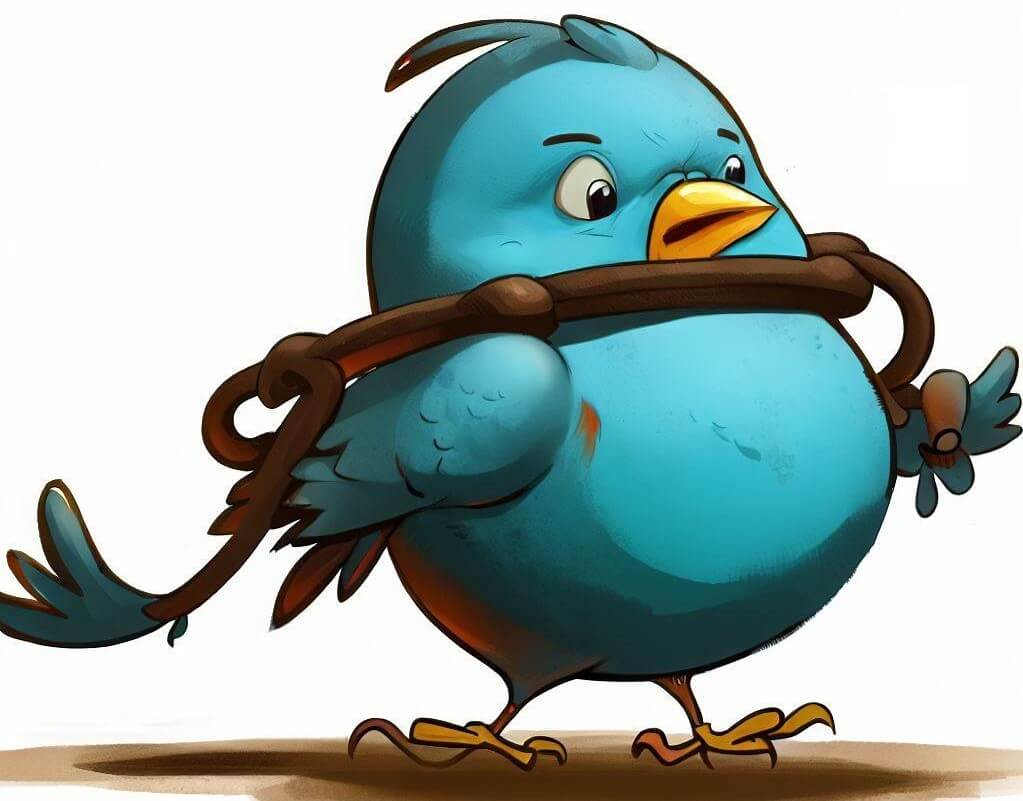 Twitter bird in shackles