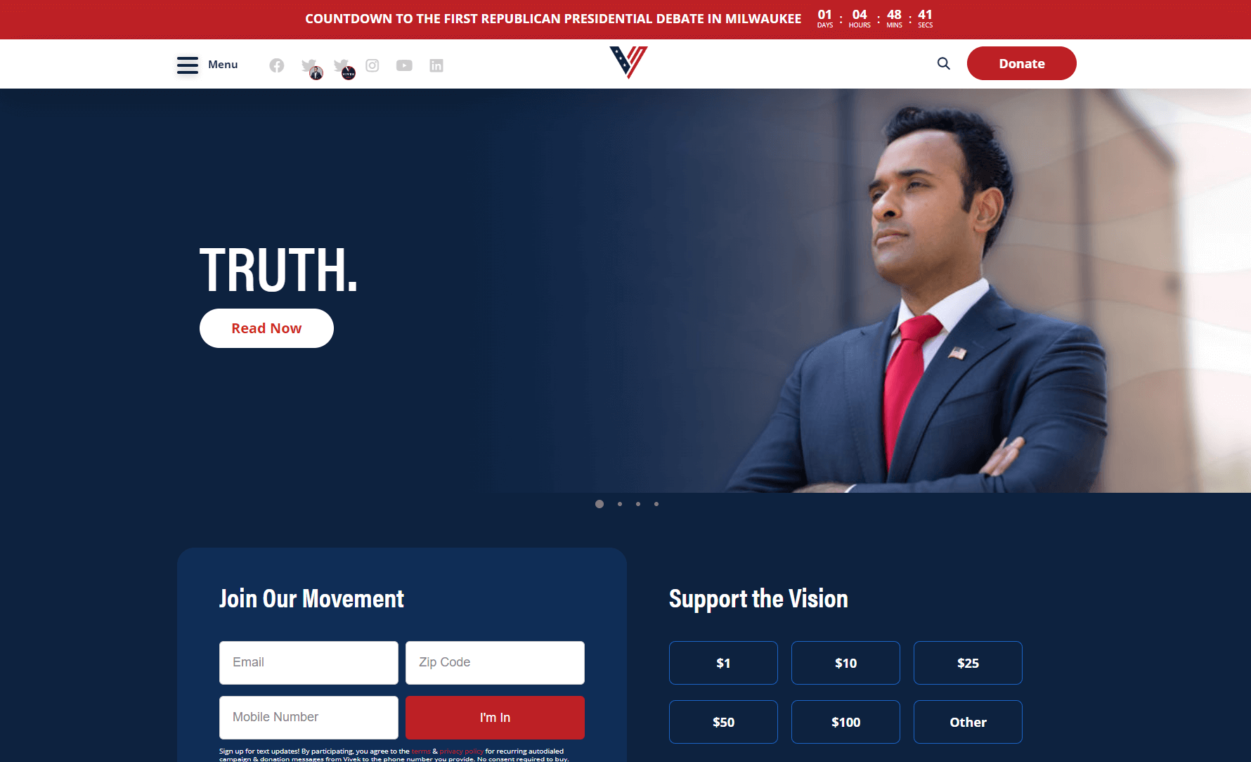 Vivek Ramaswamy campaign website