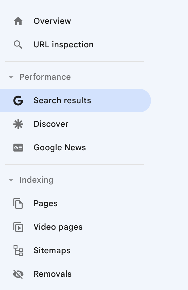 Google Search Console navigation
