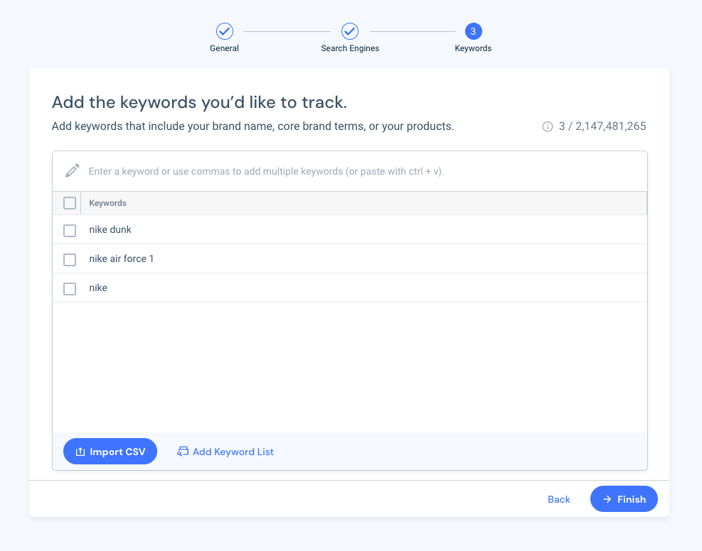 Add the branded keywords you'd like to protect