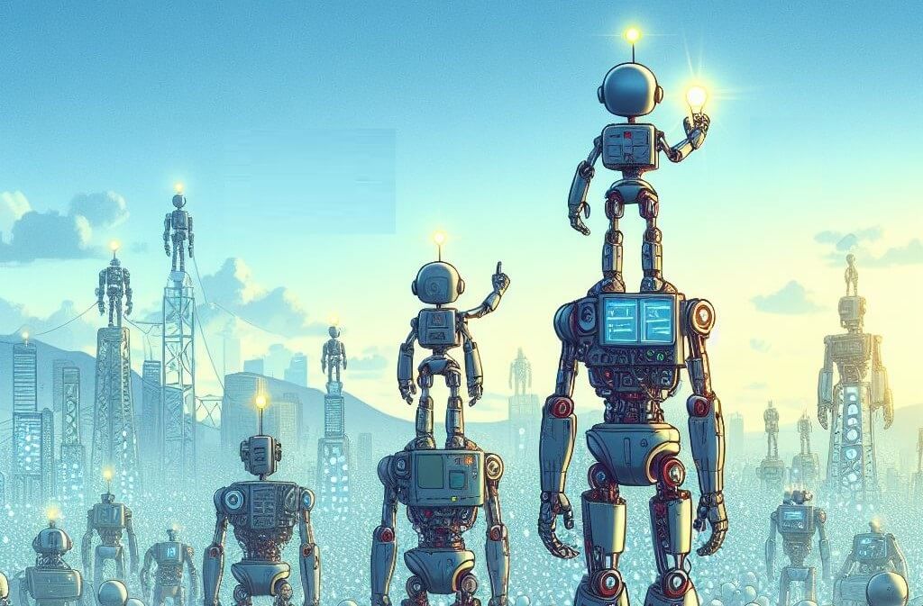 robots standing on the shoulders of robots
