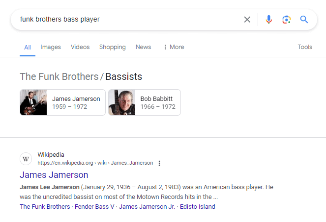 Funk Brothers bass player entity