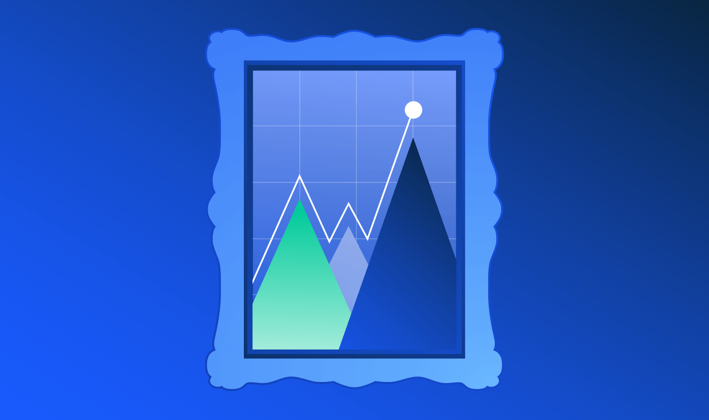 Illustration of a mountain chart in a picture frame