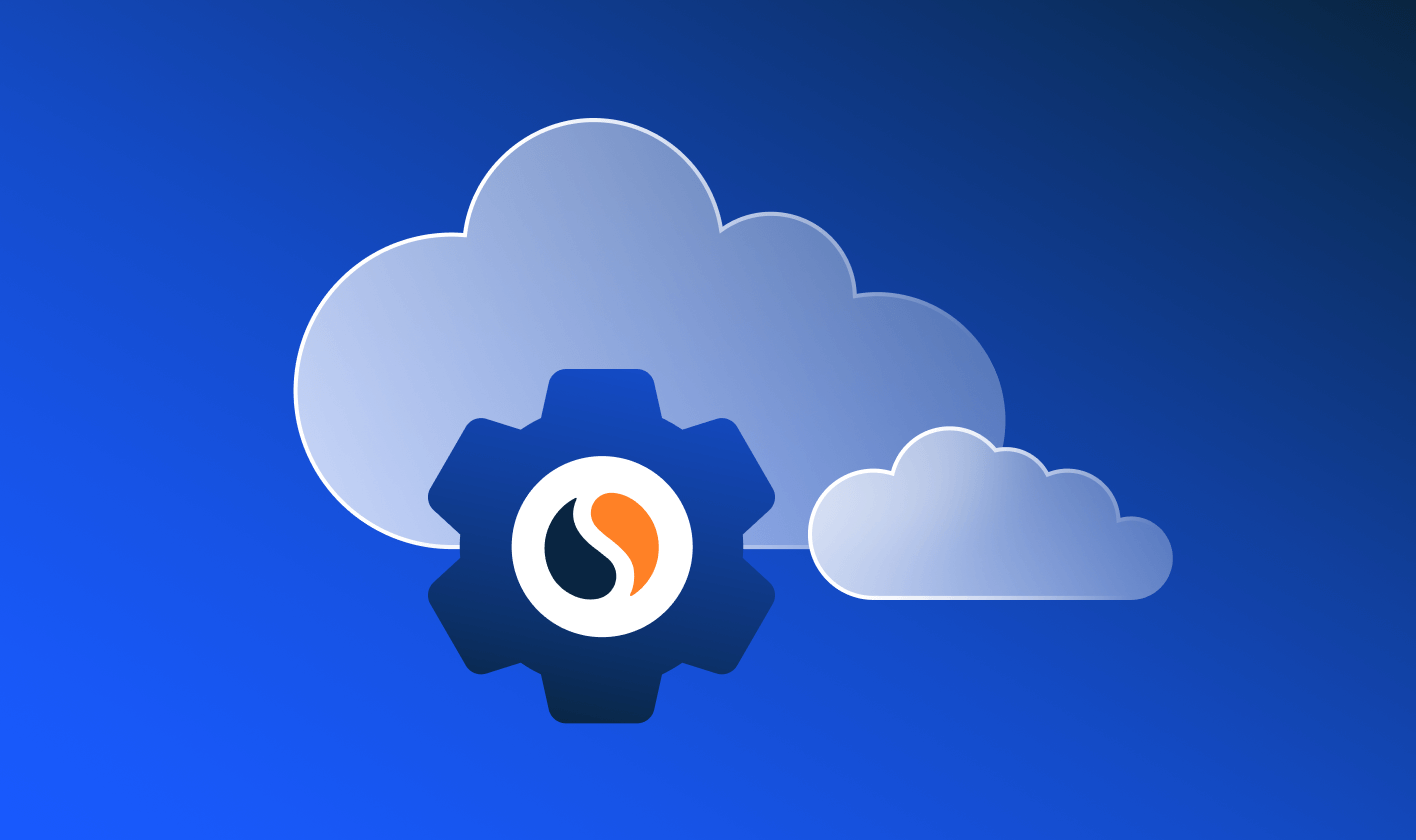 Illustration of a cloud, a cog wheel, and the Similarweb logo