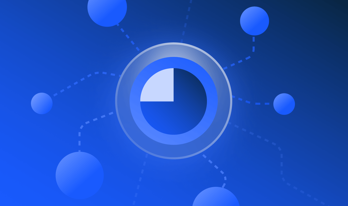 Illustration of a pie chart that shows data feeds linking to it
