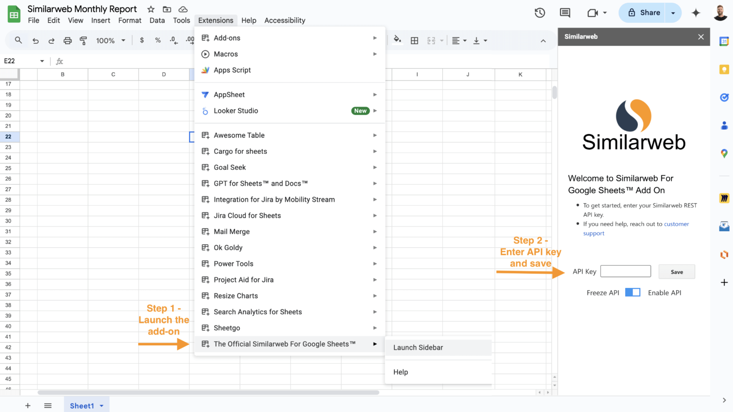 Getting started with Similarweb for Google Sheets