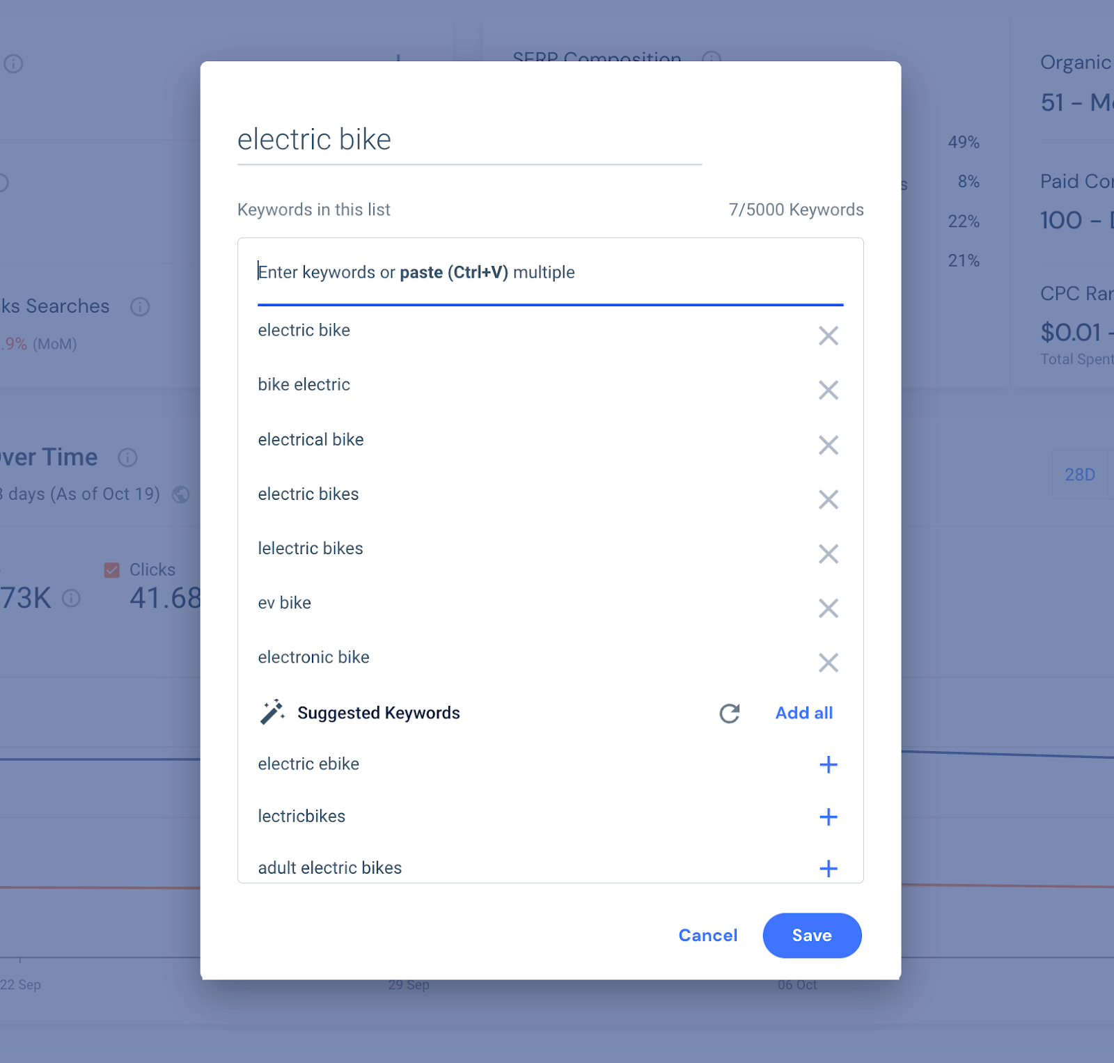 Gather your target keywords into a list