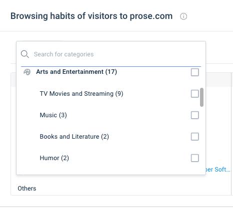 Filter by web category