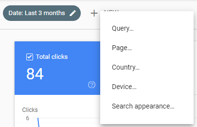 Search Console Performance Report filters