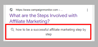 Query refinement link in a Things to Know feature