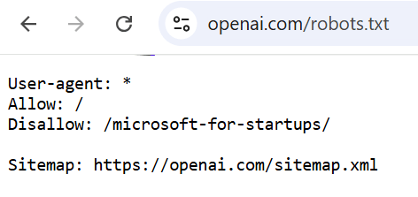 OpenAI robots.txt file