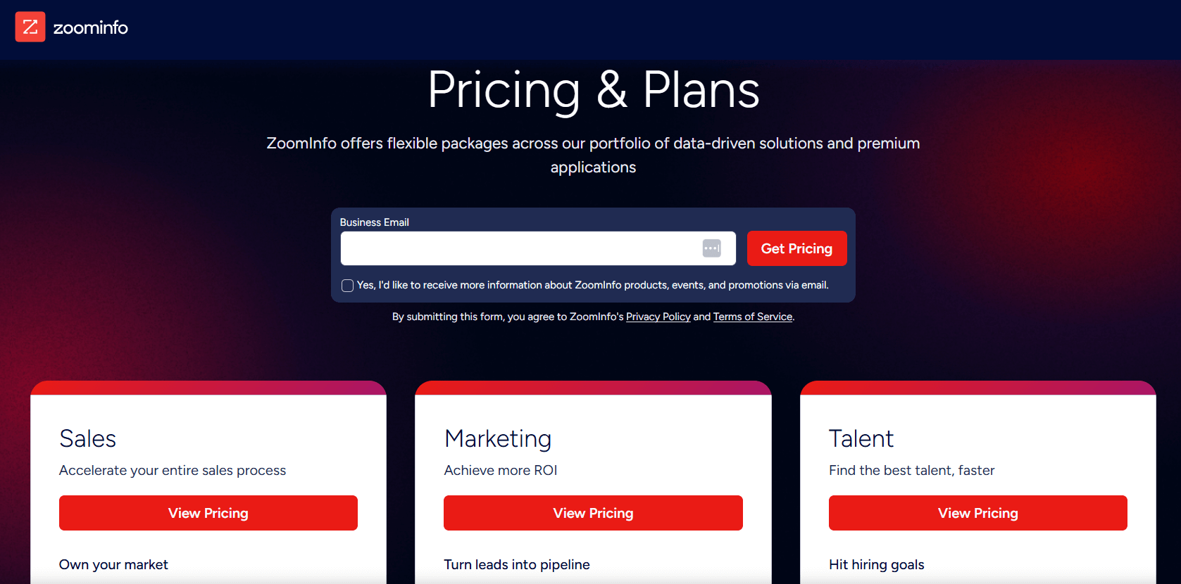 Zoominfo gated pricing