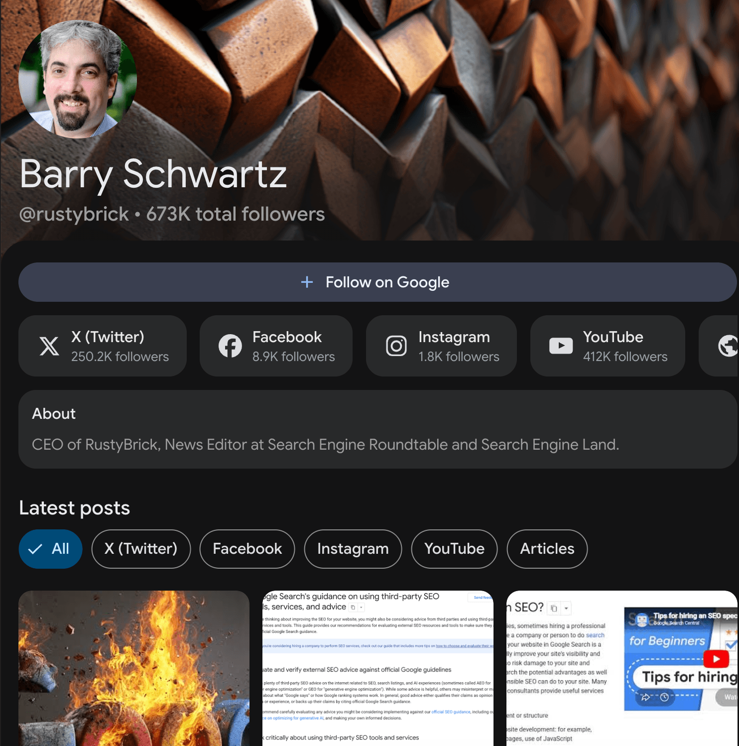 Barry Schwartz's Google Search Profile