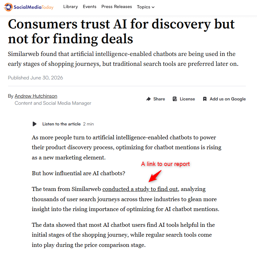 A link to our report from Social Media Today