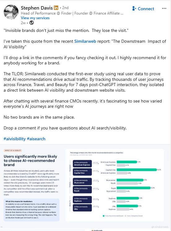 Stephen Davis LinkedIn post